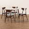 Baxton Studio Pearson Mid-Century Transitional Light Grey Fabric and Walnut Brown Finished Wood 5-PC Dining Set 178-10812-11082-Zoro - alternate 2